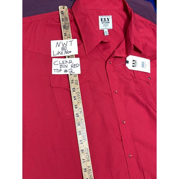 NWT “ELY CATTLEMAN” RED WESTERN SHIRT w/PEARL SNAP BUTTONS TALL MAN 3XLT - Picture 4 of 8
